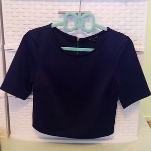 Express Navy Fitted Crop Top